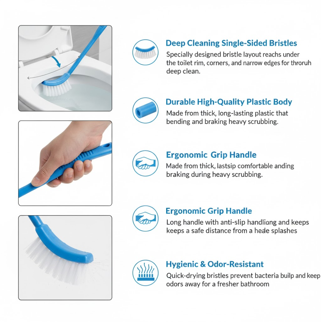 Close-up of flexible bristles on the toilet brush, ideal for tough stains.