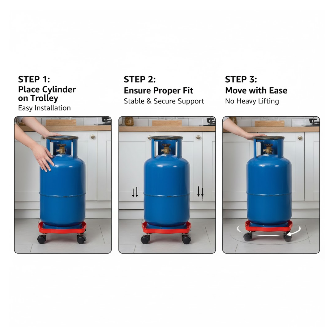 Top-down view of the square plastic gas cylinder trolley from .