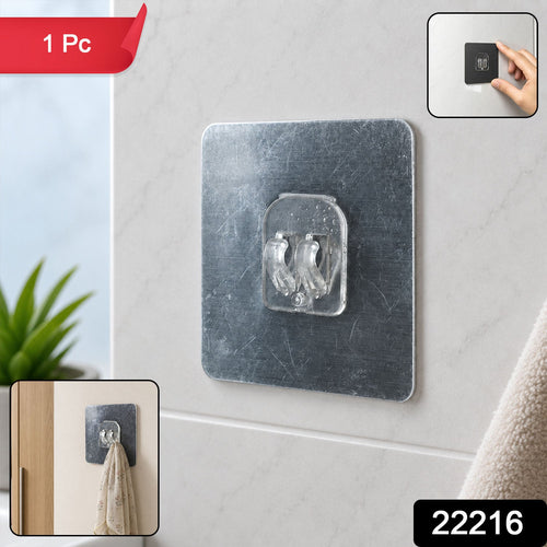 Pack of transparent, punch-free adhesive wall hooks