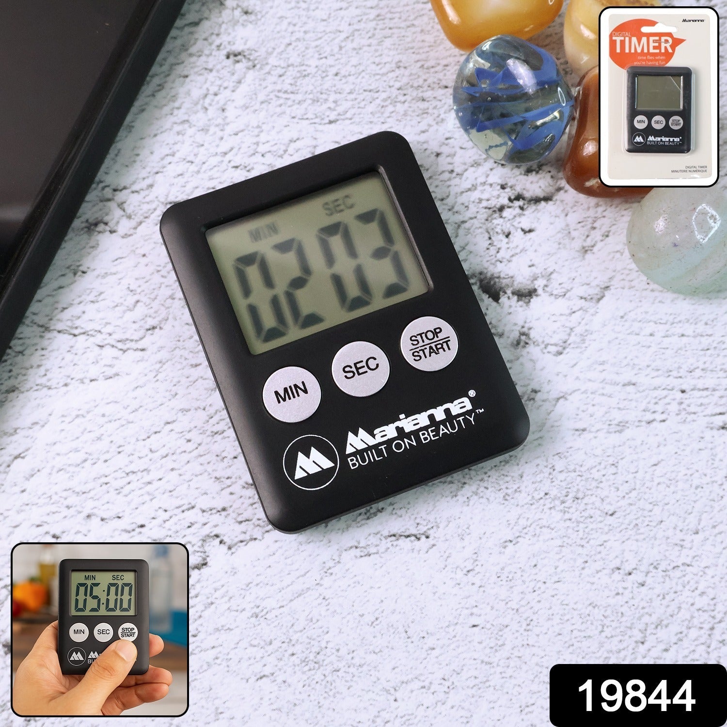 Close-up of Digital Kitchen Timer showing large display and intuitive buttons.