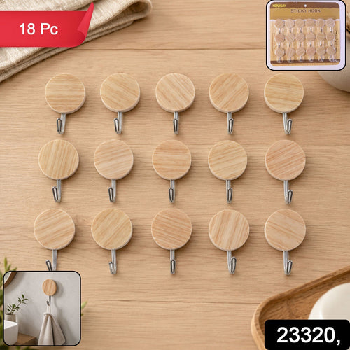 Stylish wooden look wall hooks 18 pack