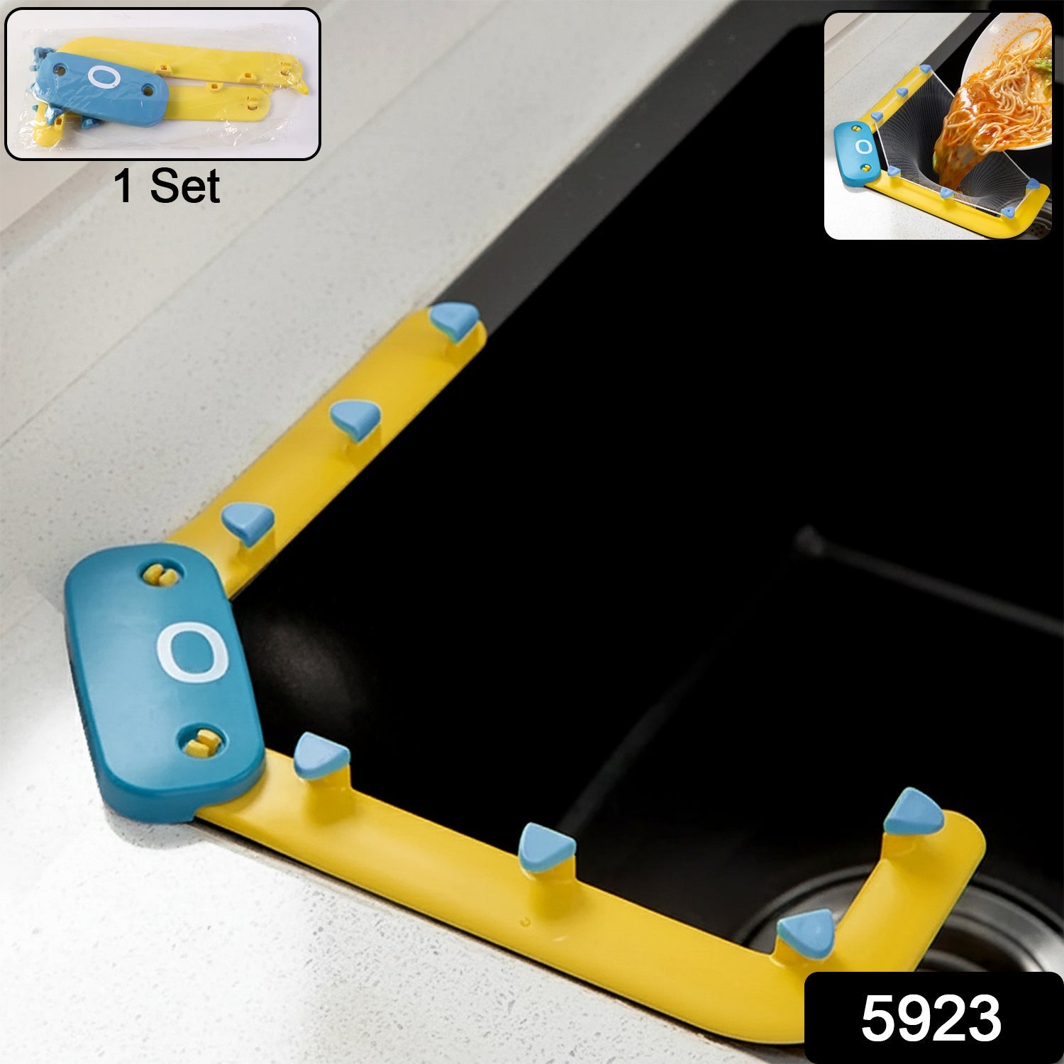 Multipurpose sink corner filter holder showing suction cup attachment