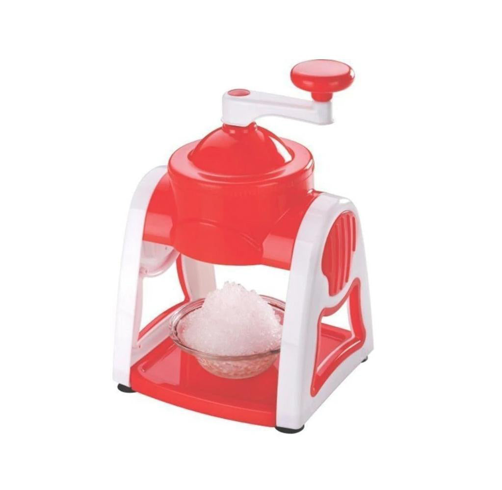 Multicolour manual gola maker with a cup of freshly shaved ice.