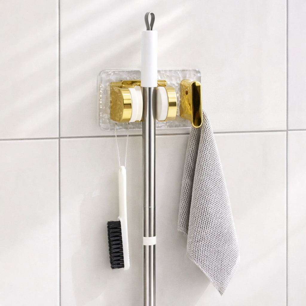 Wall Mounted Broom  Mop Holder With Strong Grip Clips