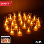 Flameless Candles With Transparent Plastic Covers Set Of 24 Pcs Led