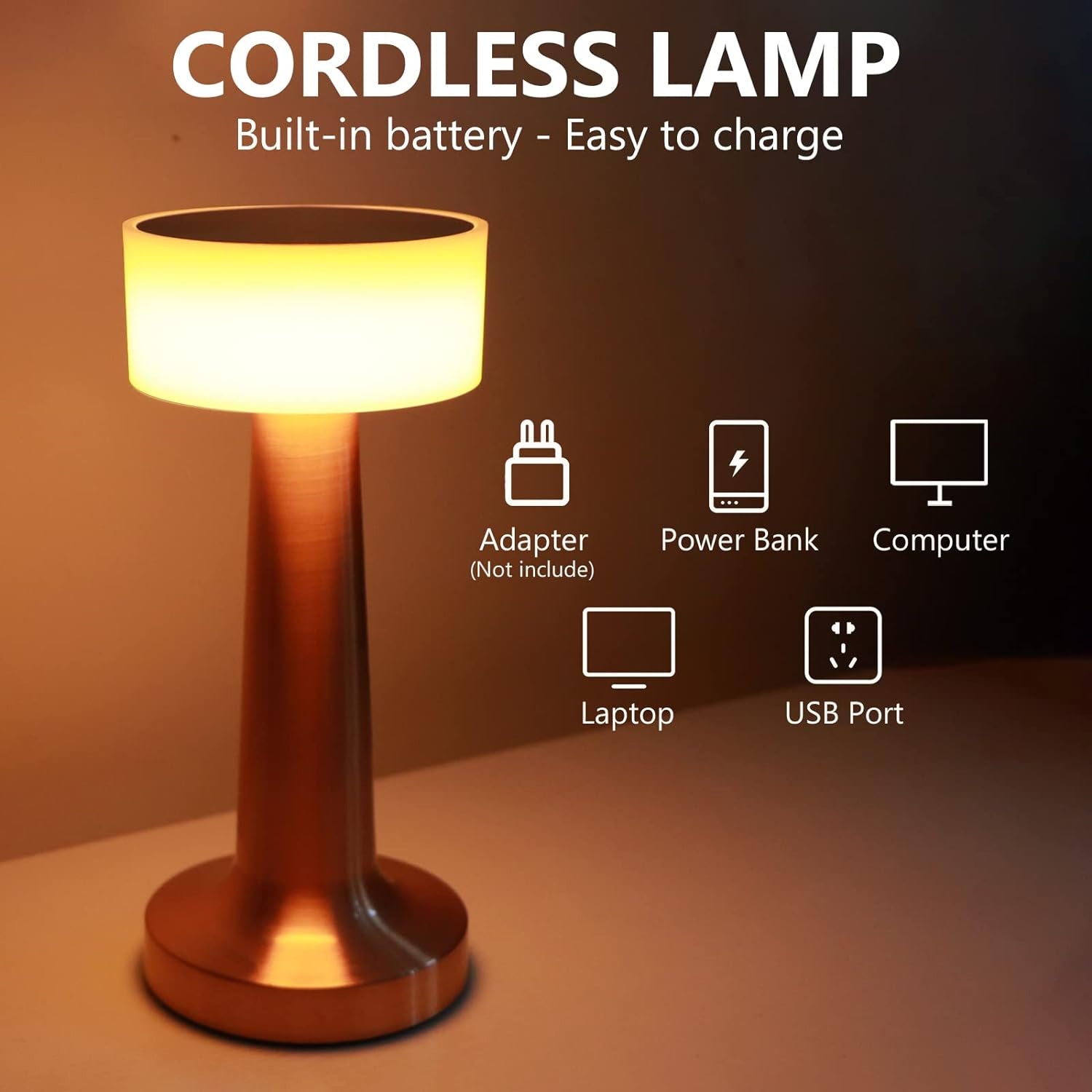 Sleek aluminum alloy modern LED table lamp with touch controls.