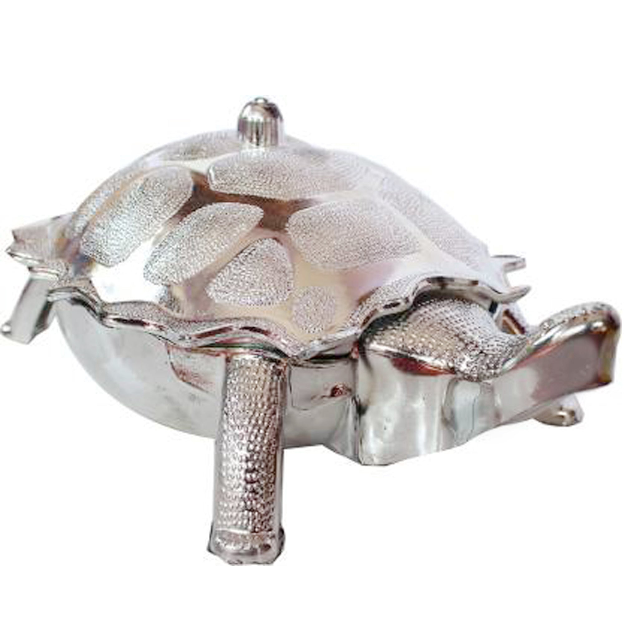 Tortoise Dry Fruit Box with lid, showcasing its intricate design.