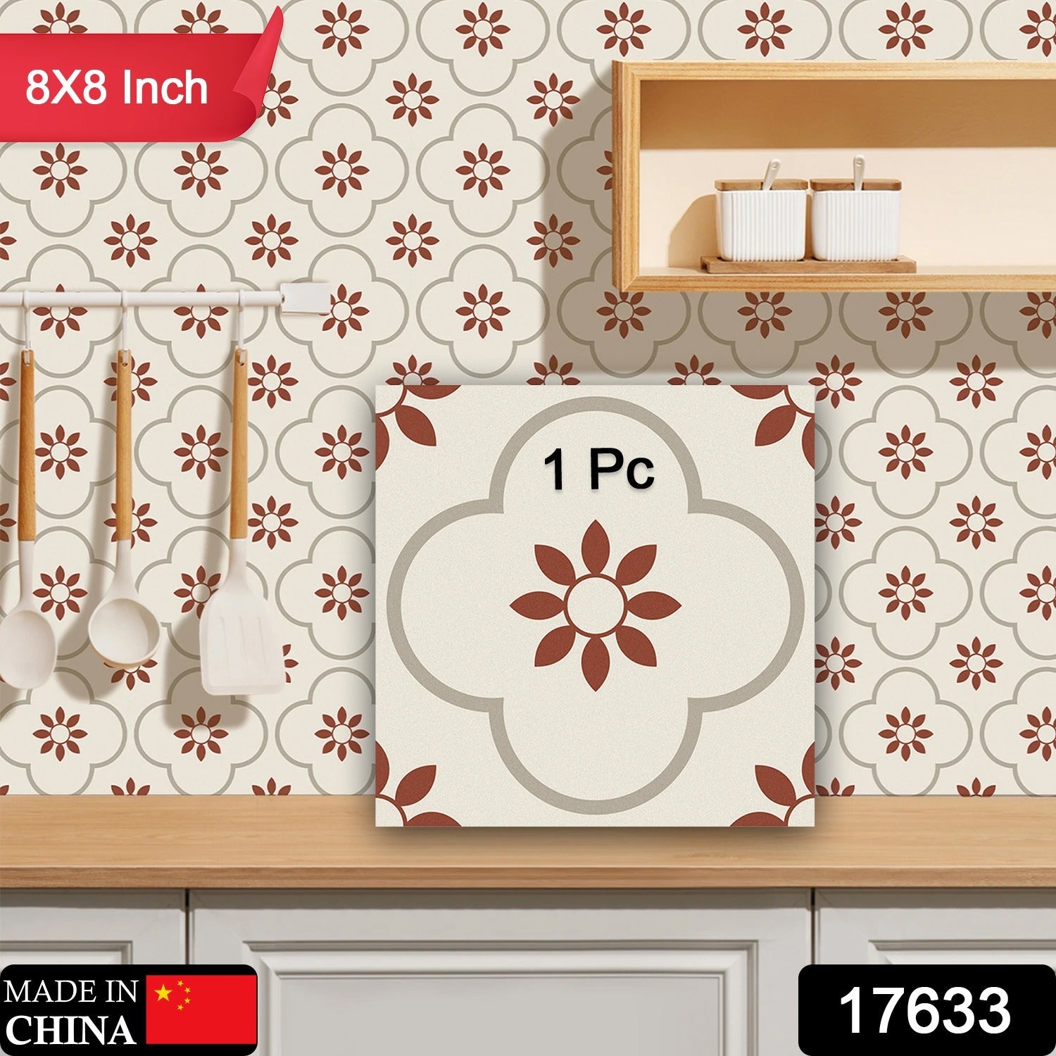 Easy application of a Peel and Stick Tile on a kitchen backsplash.