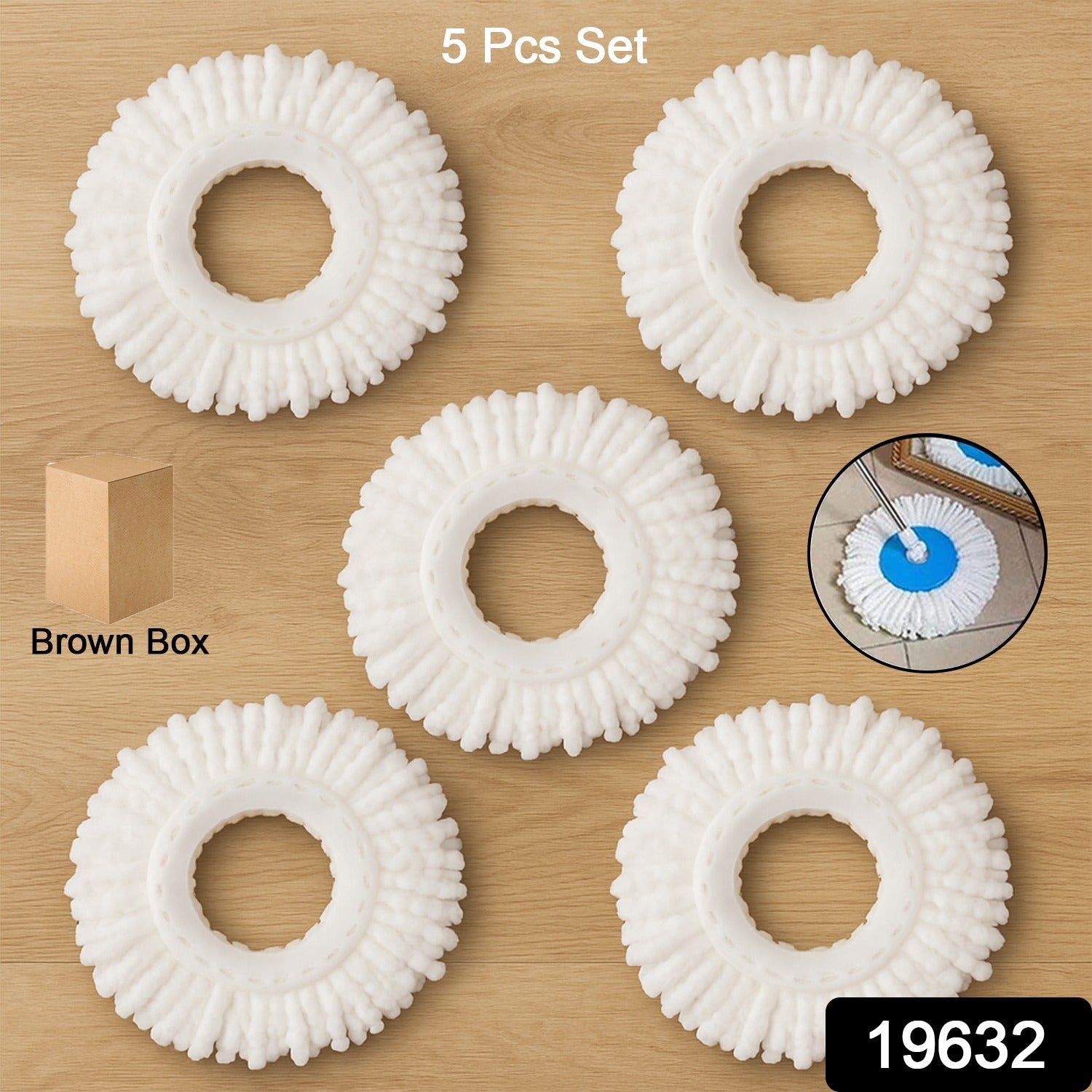 Close-up of 360 degree rotating microfiber mop replacement head