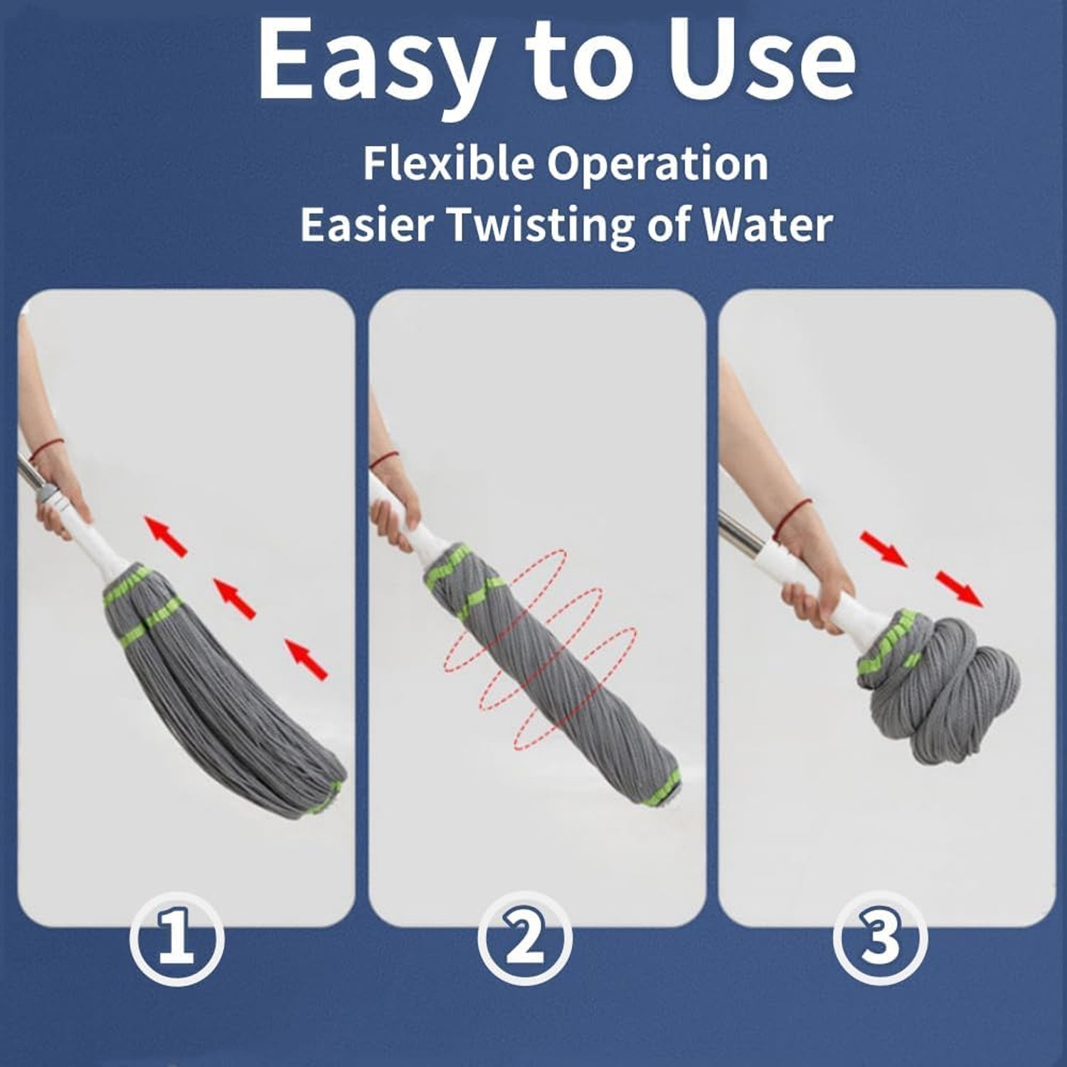 Cleaning mop with ergonomic adjustable handle