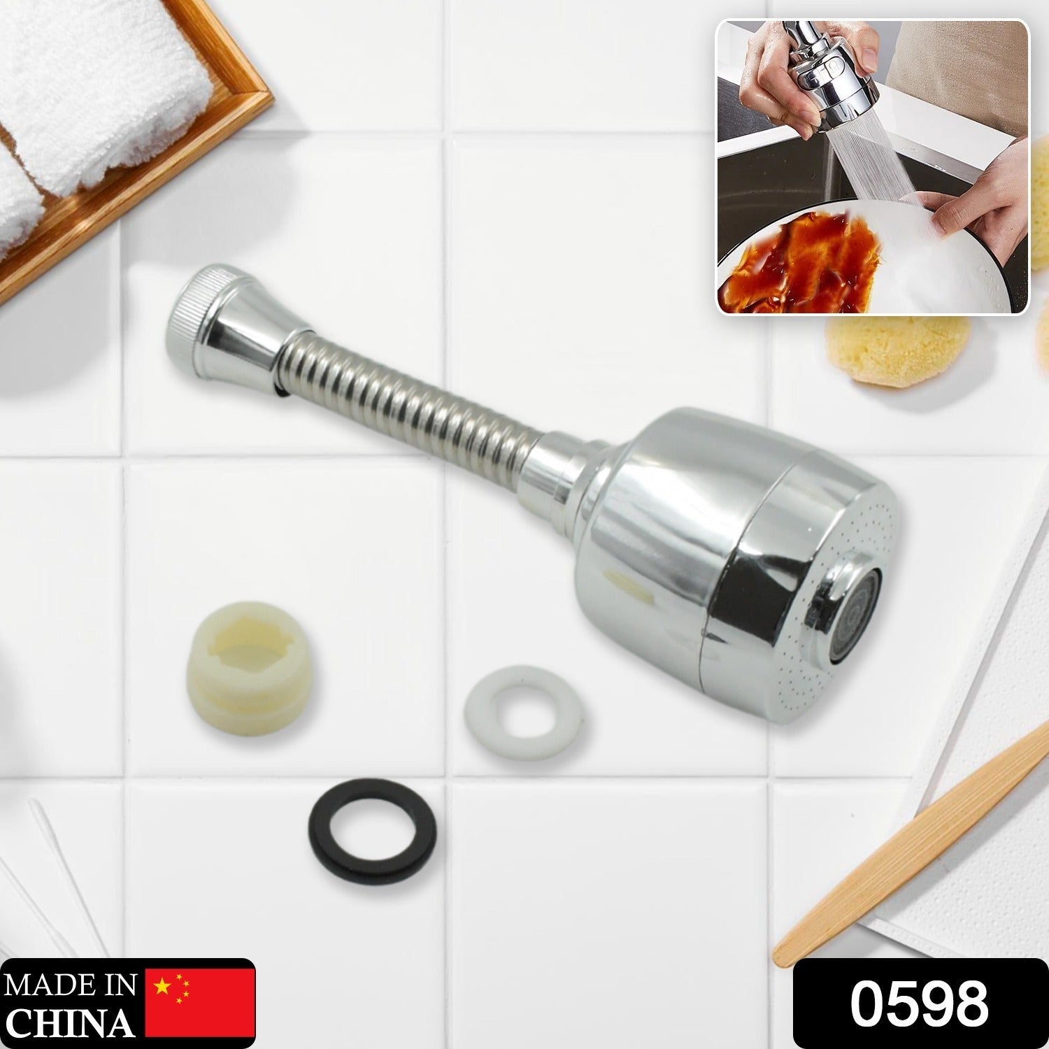 Close-up of the Faucet Sprayer showing its two distinct water spray modes.