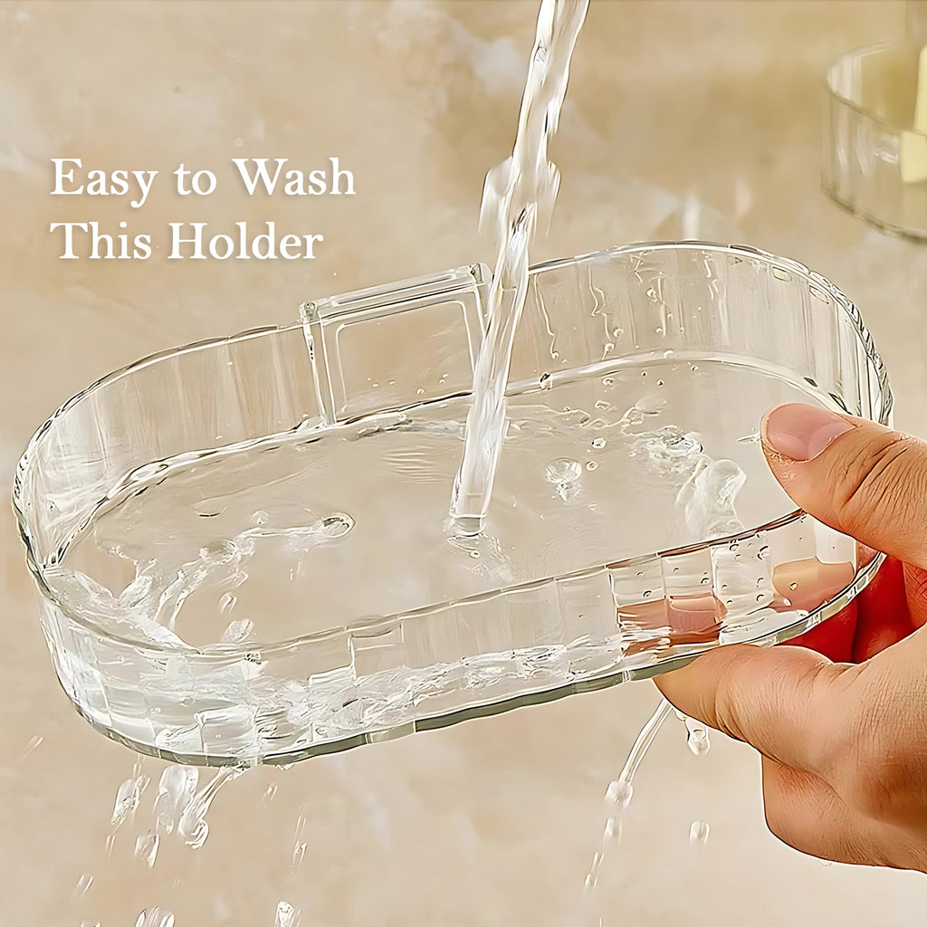 Self Adhesive Transparent Wall Mounted Soap Dish Holder (2 Pc)