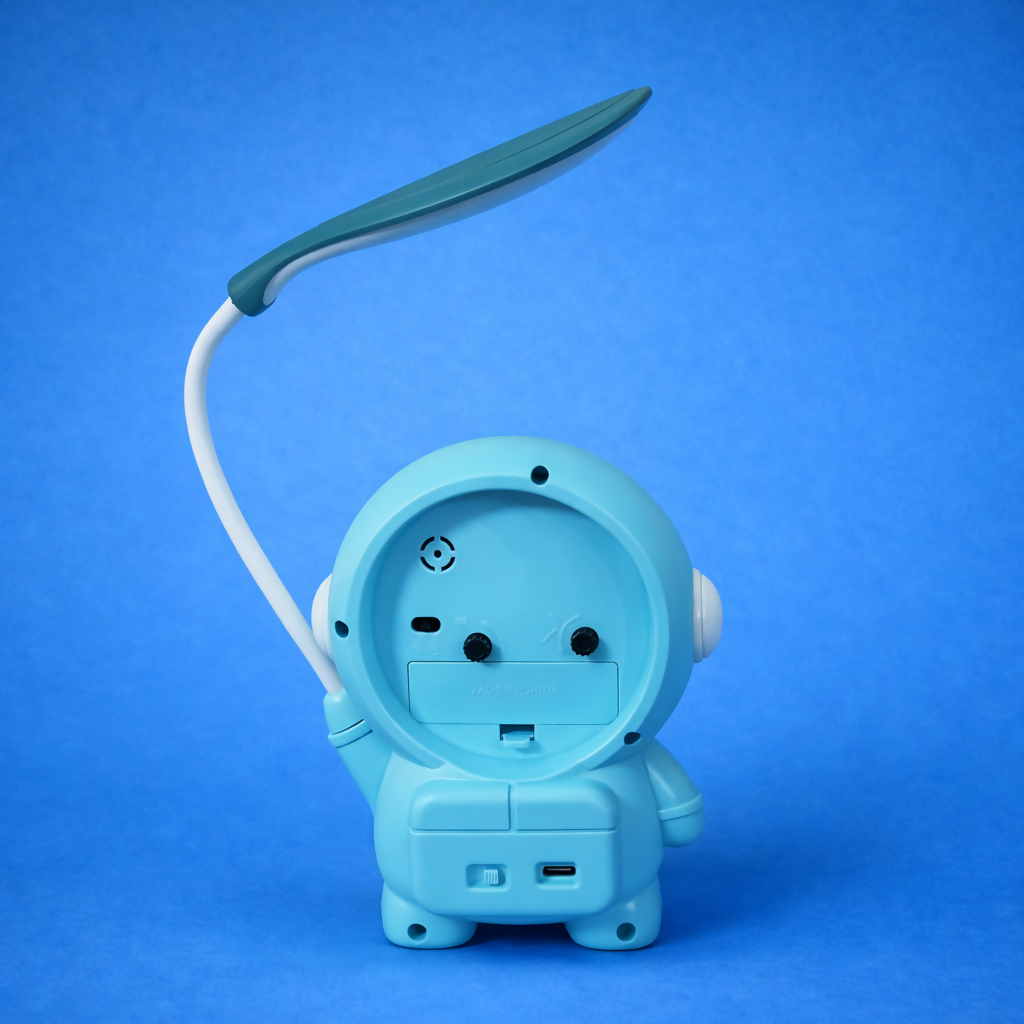 Astronaut Table Lamp with Clock for Kids Study Desk & Bedroom