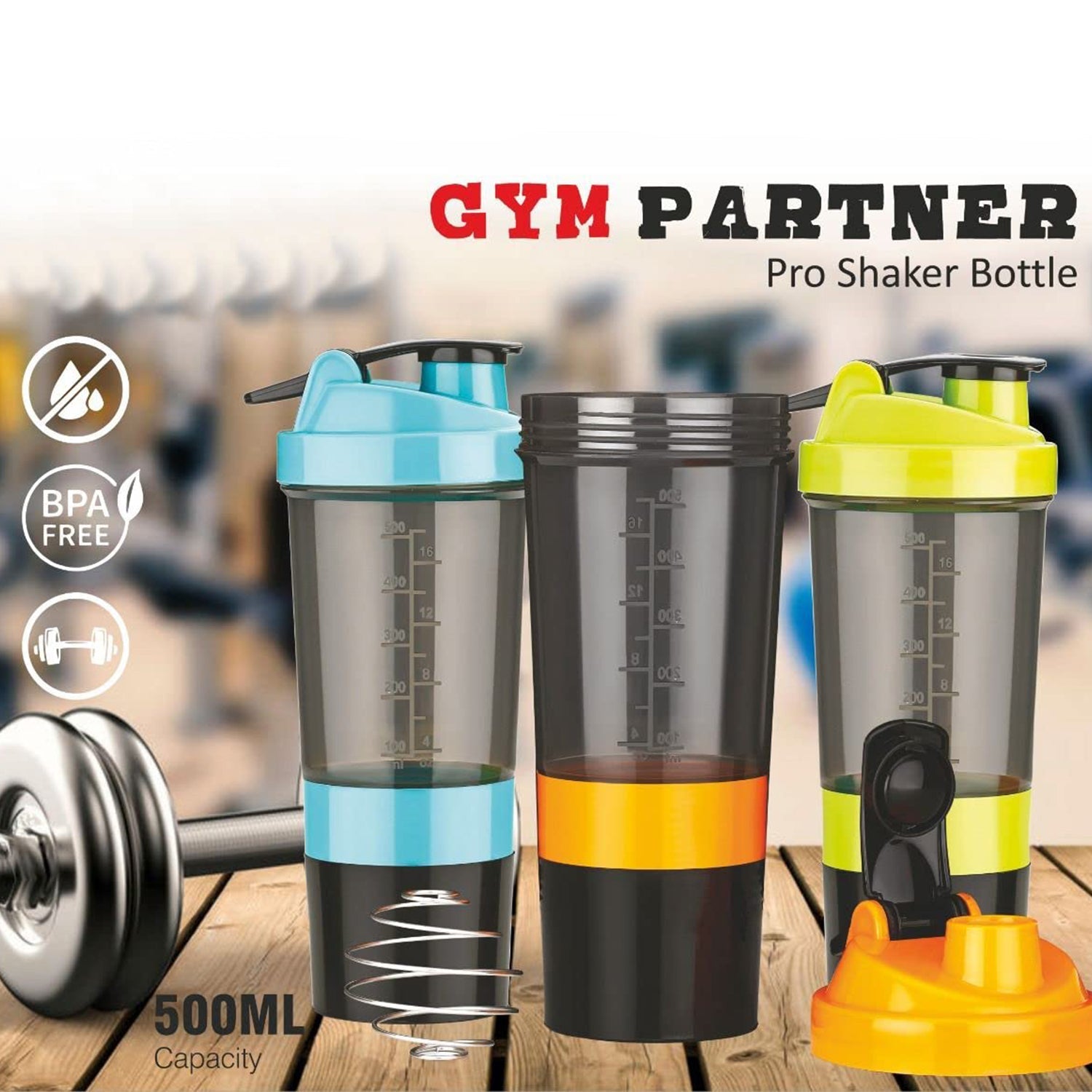 Securely sealed protein shake bottle, preventing leaks during workouts.