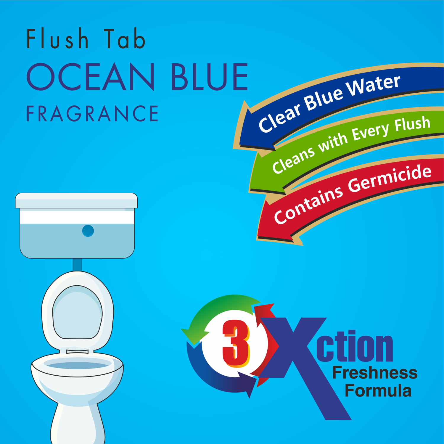 Close-up of a single 50g Wonder Fresh Ocean Blue Toilet Cleaner Flush Tab in its wrapper.