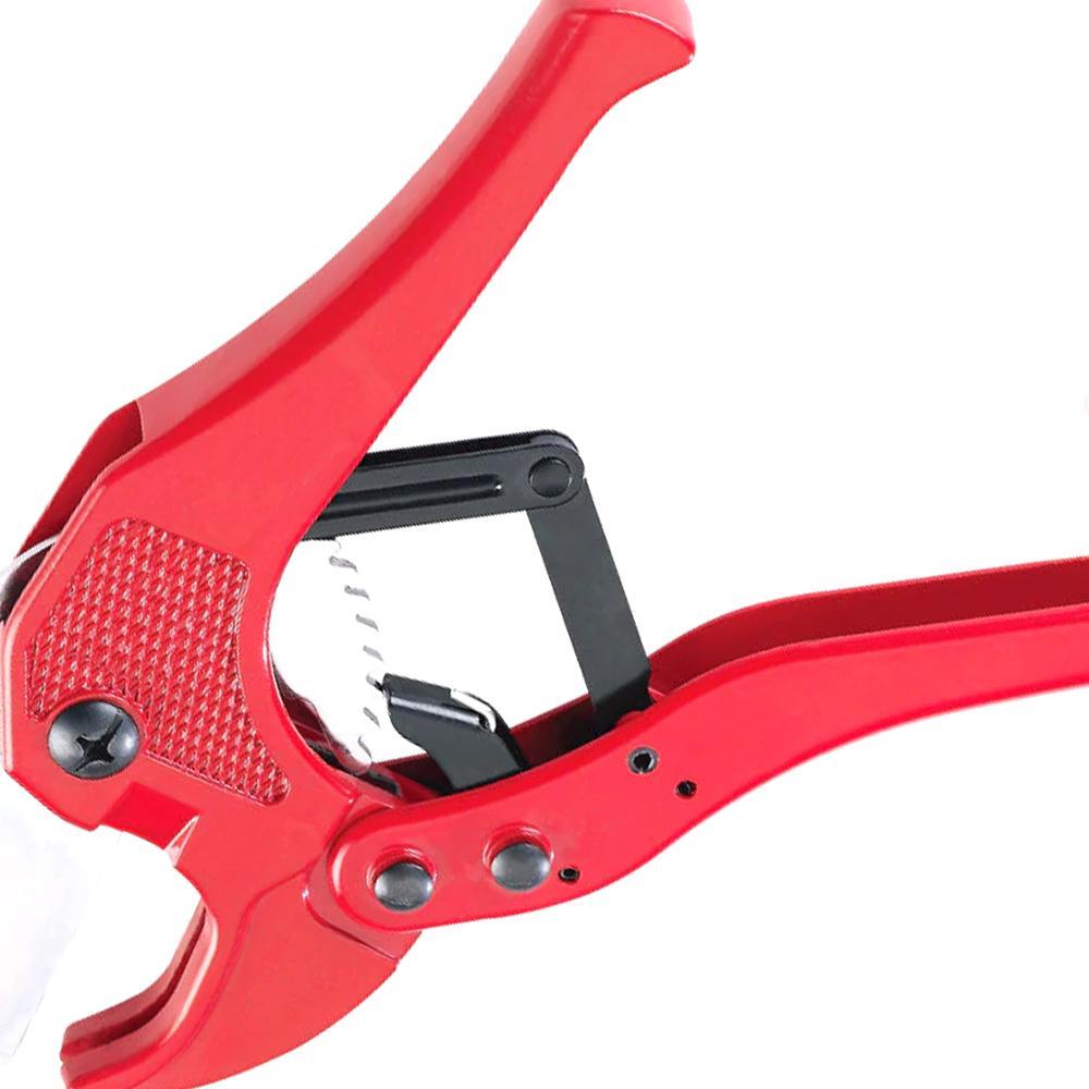 Side view of the durable PVC pipe cutter, ready for effortless operation.
