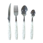 Stainless Steel Cutlery Set With Marble Design Handle (4 Pc  Set)
