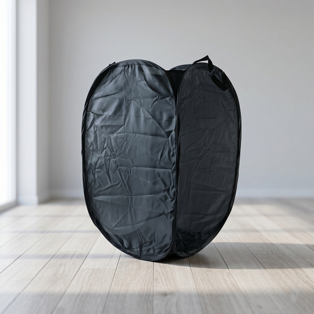 Premium Foldable Laundry Basket Solid Fabric Clothes Hamper (1 Pc 37x37x60cm)
