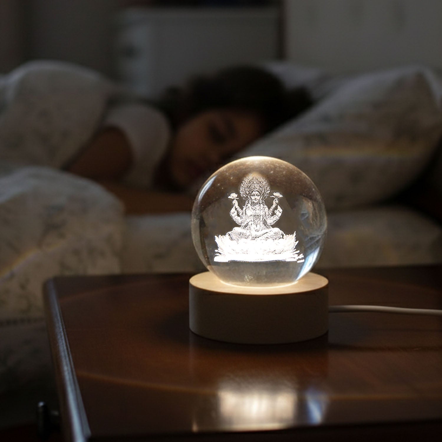 Spiritual LED night light showpiece featuring Goddess Lakshmi
