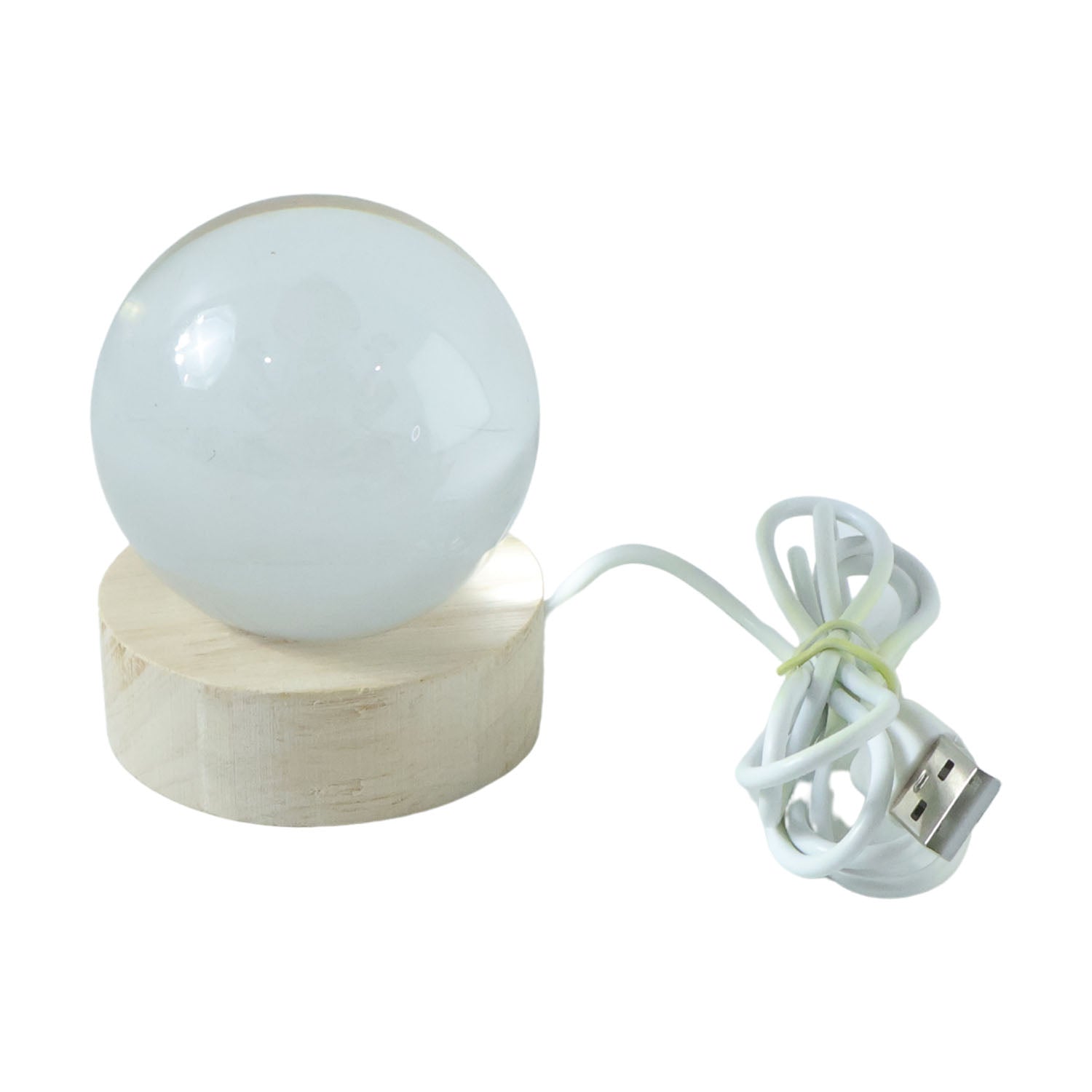 Wooden base supporting LED crystal decor light lamp