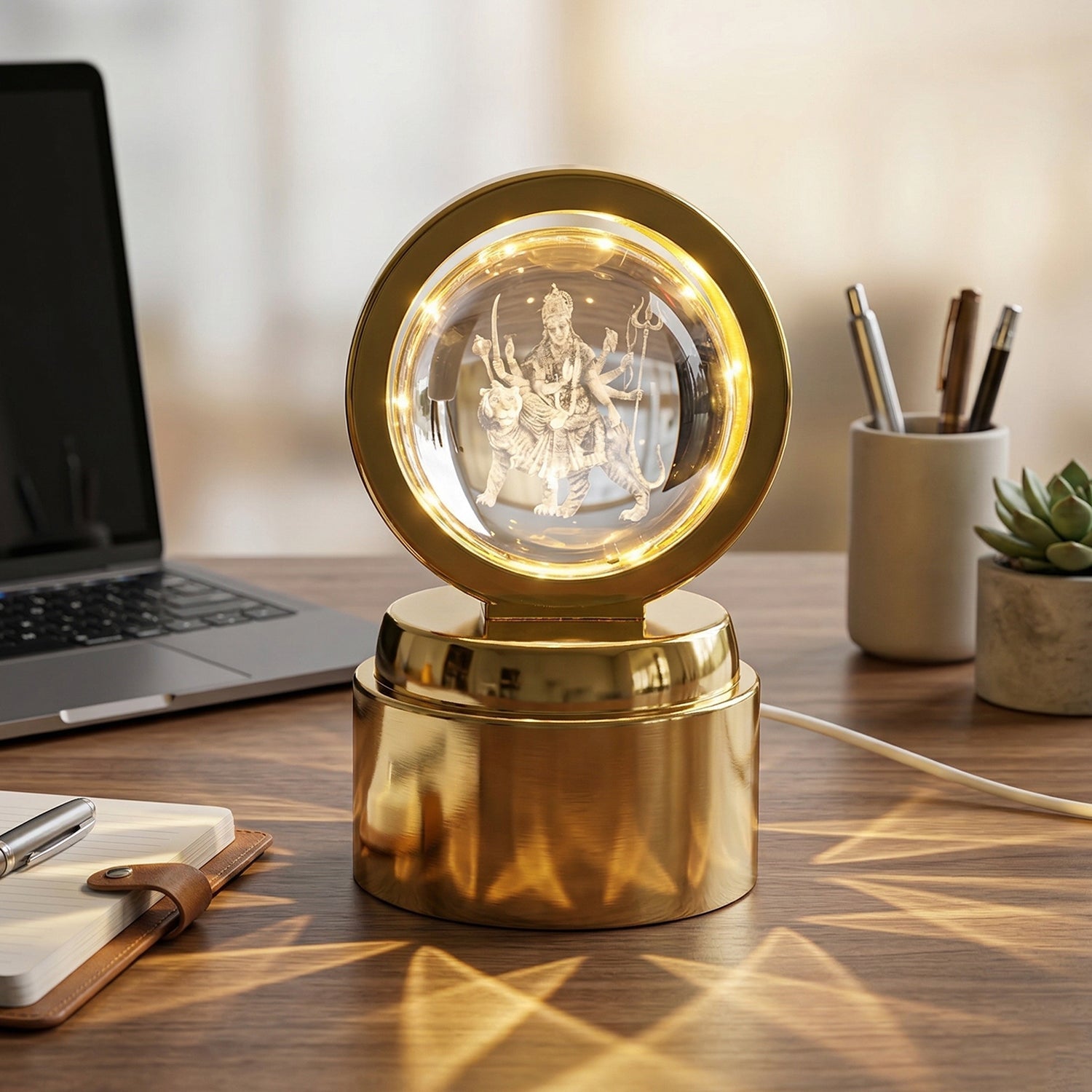 Compact crystal orb LED lamp for spiritual and home decor