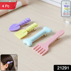 Cute Cartoon Food Shape Hair Clips Set (4 Pc)