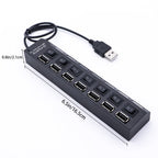 6994 Usb Splitter Multi Port Usb 2.0 Hub 7 Port With Independent Onoff Switch And Led Indicators Usb A Port Data Hub Suitable For Pc Computer Keyboard Laptop Mobile Hdd Flash Drive Camera Etc