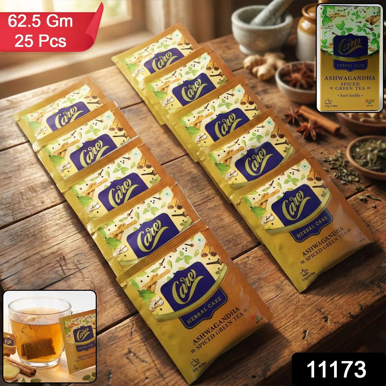 Green tea bags with aromatic spices for enhanced wellness and flavor