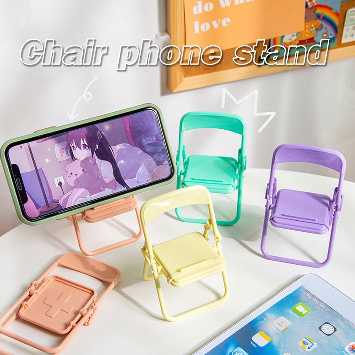Ergonomic chair mobile stand angled perfectly for comfortable viewing experience.