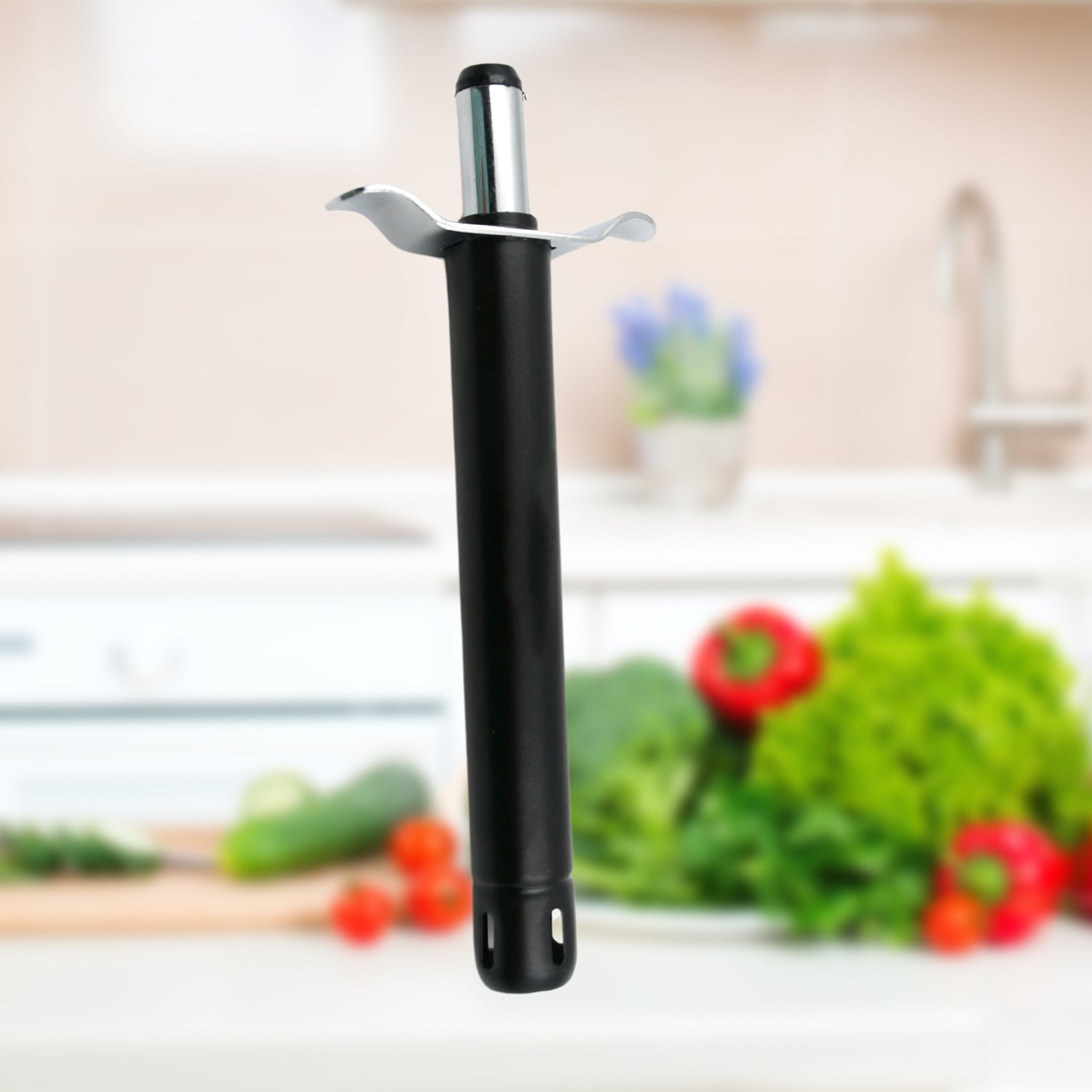 Close-up of CookAura Stainless Steel Gas Lighter, showcasing its sleek design.