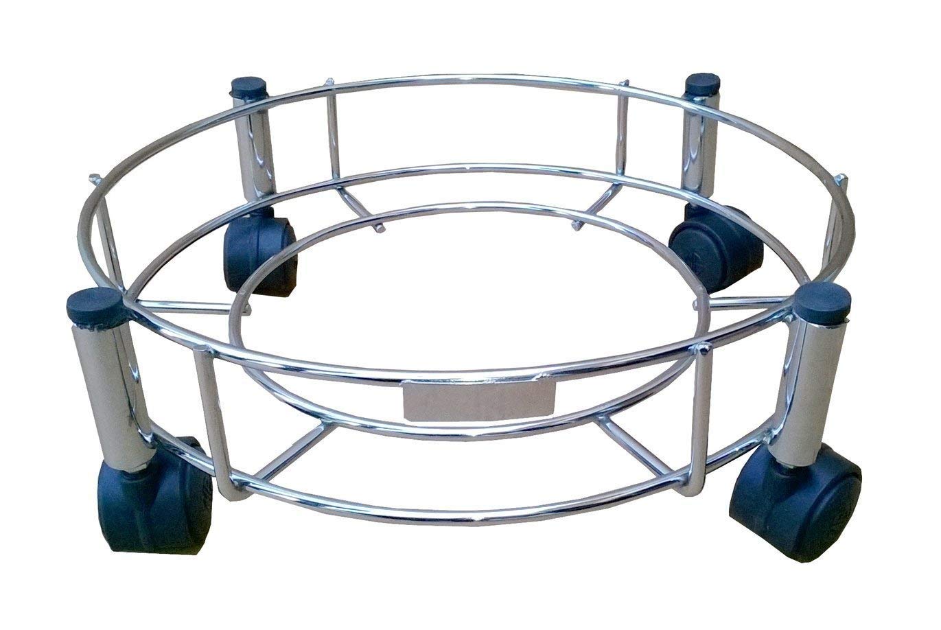 Heavy-duty stainless steel gas cylinder trolley with locking castor wheels
