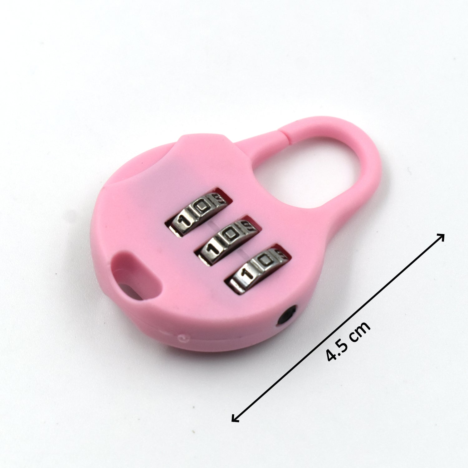 Side view of the lightweight 3-Digit Zipper Lock, ideal for travel security.