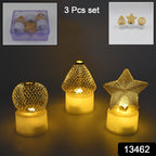Close-up of a flameless LED candle with a realistic flickering flame effect.