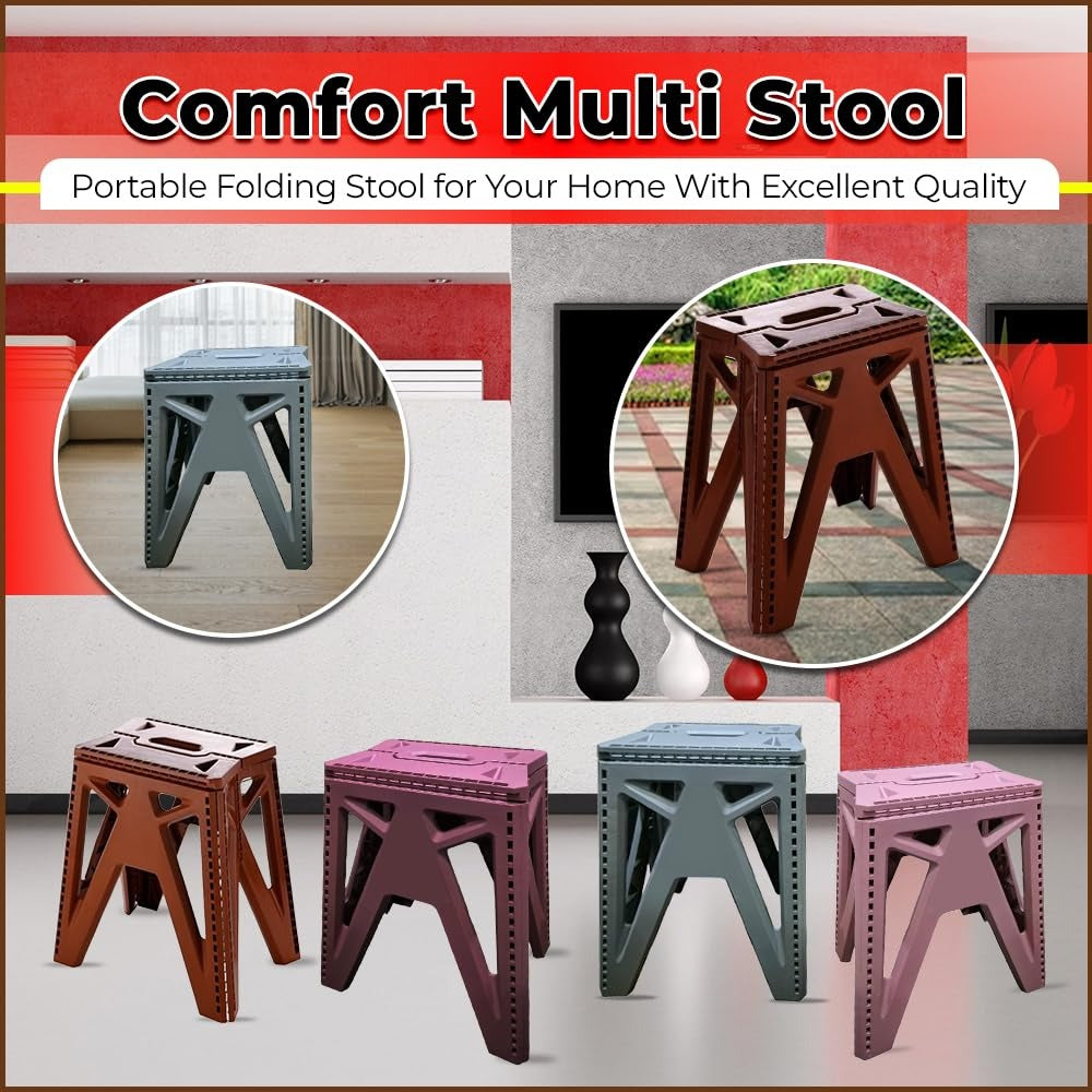 Person standing safely on Supermom 18 inch folding stool with slip-resistant surface