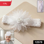 Cute Soft Elastic Floral Baby Headband Stylish Stretchable Hair Band (1 Pc)