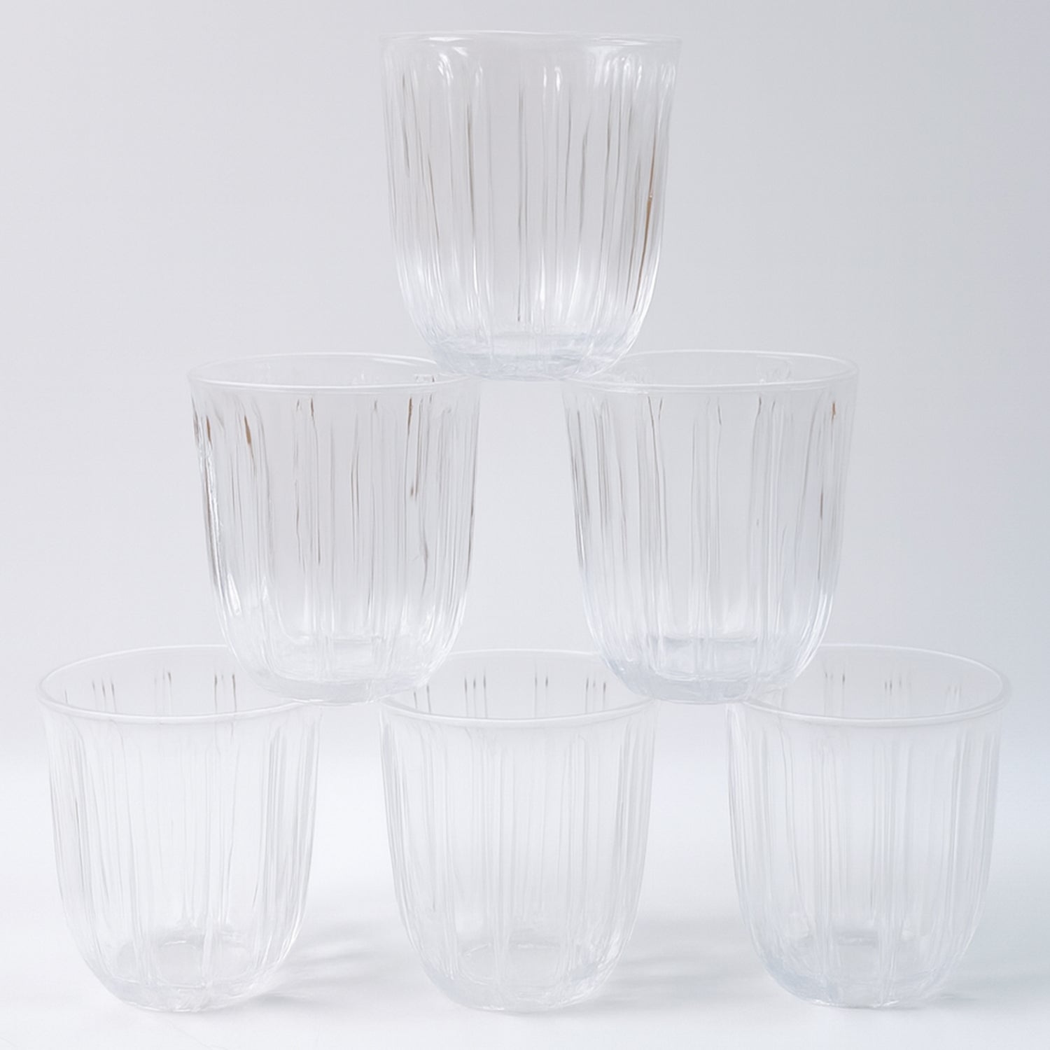 Premium transparent drinkware tumblers, set of six