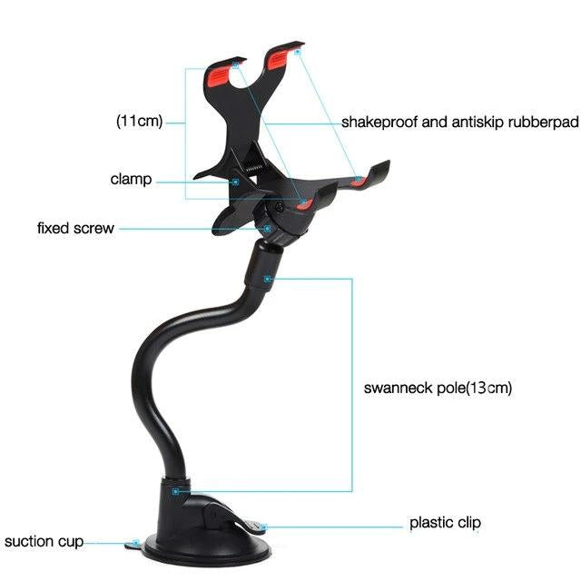Close-up of the Car Phone Holder's secure clamp mechanism.