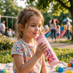Cute Cartoon Printed Kids Water Bottle With Flip Top Lid Straw (500 Ml Approx)