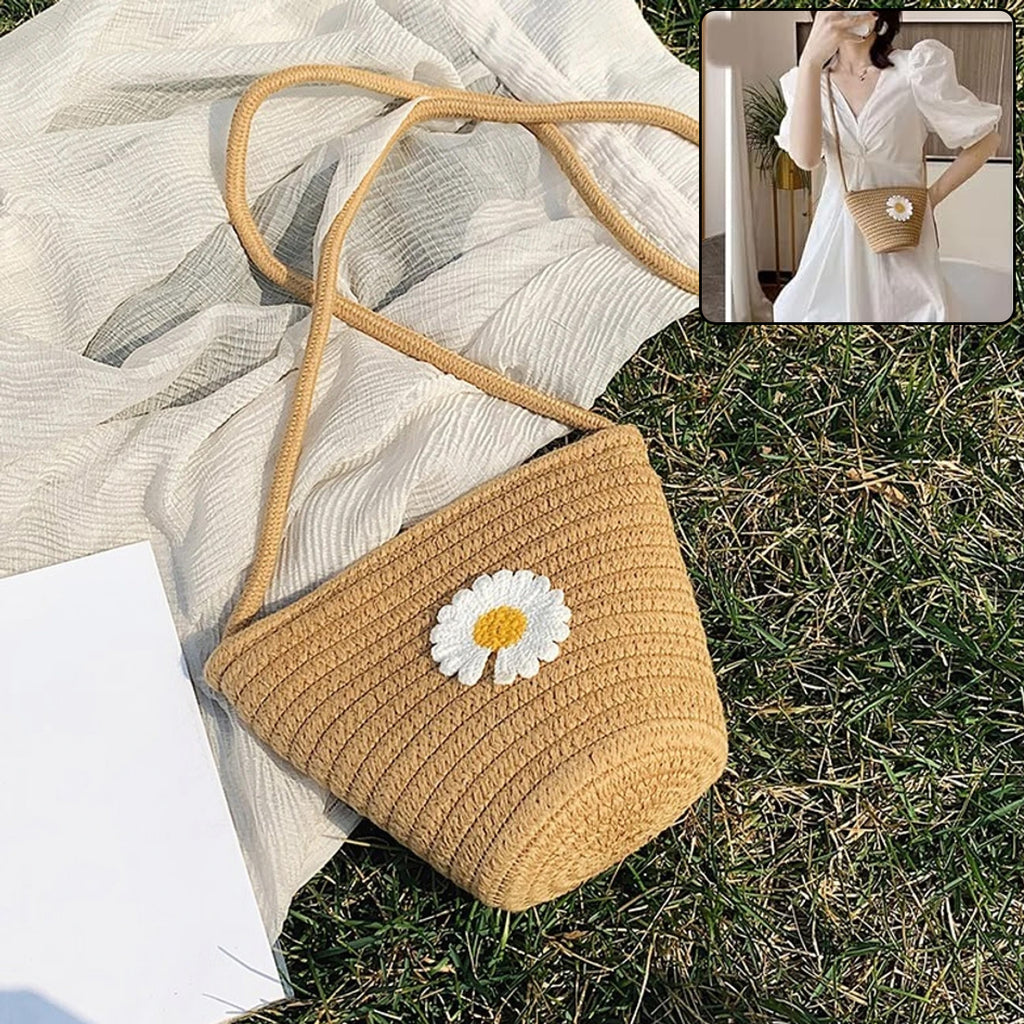 Stylish Jute Crossbody Sling Bag (1 Pc 17x23 Cm)