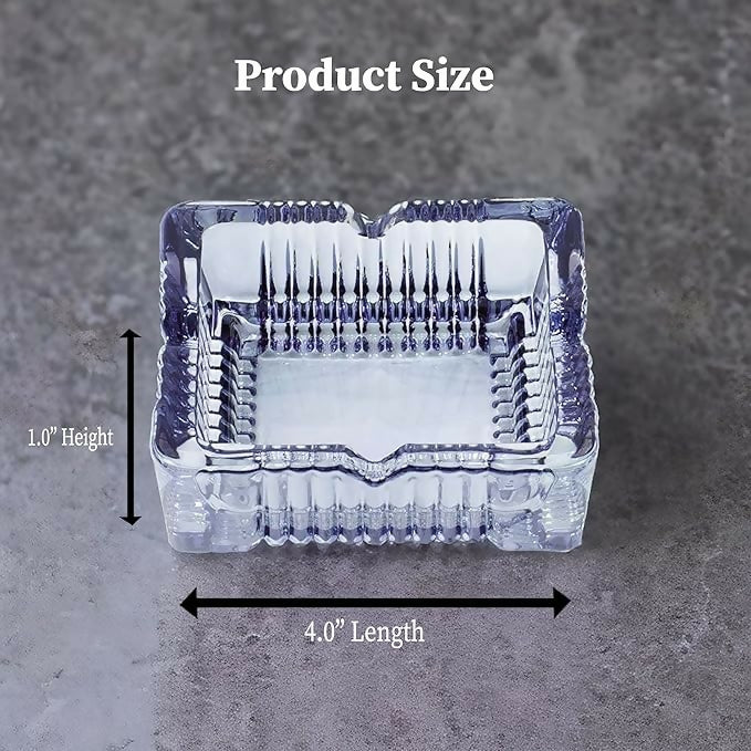 Crystal Glass Ashtray Square Design Heat Resistant Smoking Tray