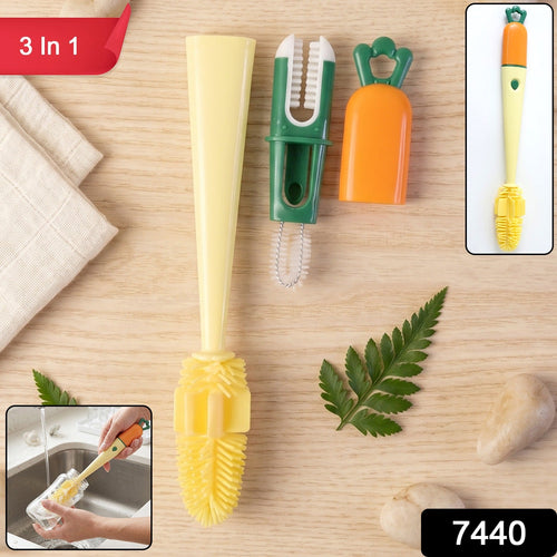 Pack of bottle cleaning brushes in bright colors, suitable for all household bottles.