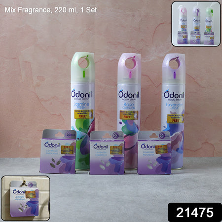 Room Spray And Air Freshener Blocks Combo Set (1 Set Mix Fragrance 220 Ml)