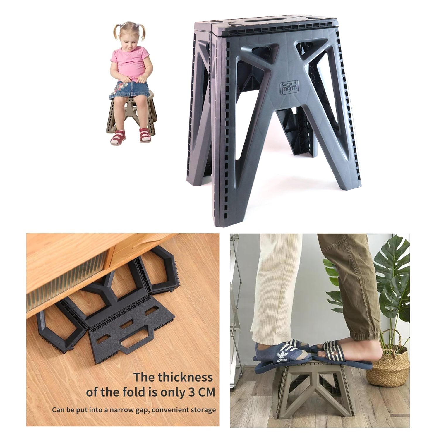 Supermom Comfort Multi-purpose Folding Stool (18 Inch)