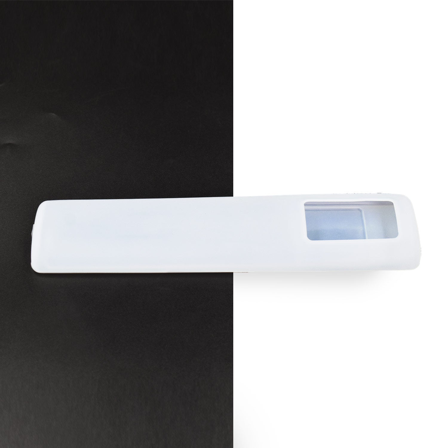 Front and back view of the large silicone remote cover in black.
