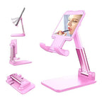 6636 Desktop Cell Phone Stand Phone Holder With Mirror Full 3-way Adjustable Phone Stand For Desk Height + Angles Perfect As Desk Organizers And Accessories.