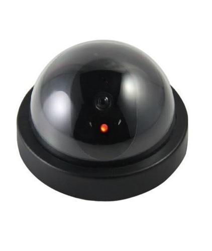 Realistic wireless dummy security camera with a visible lens for effective deterrence.