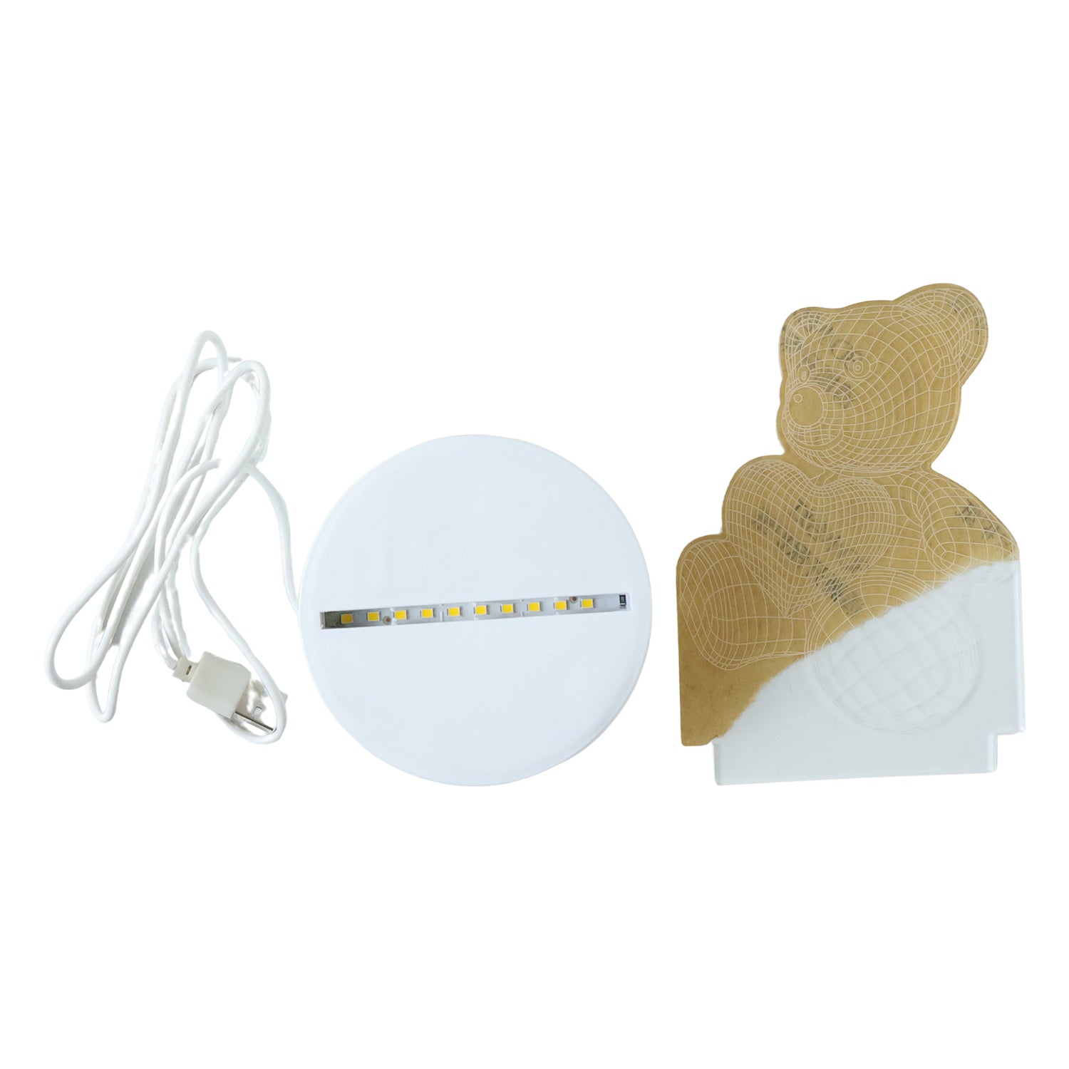 3d Teddy Bear Led Night Lamp With Heart Design (1 Pc)