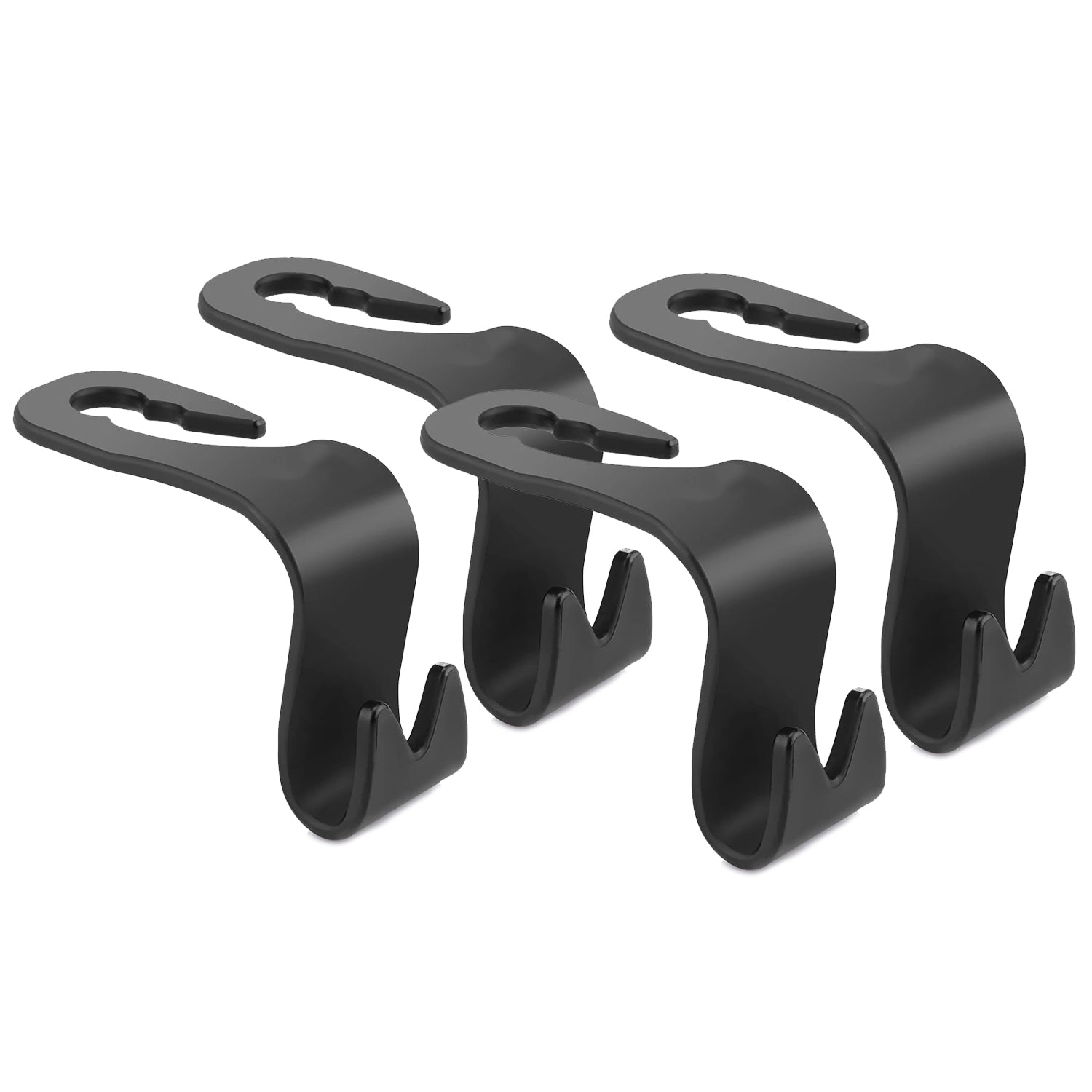 Close-up of the durable plastic backrest stand in a car interior.