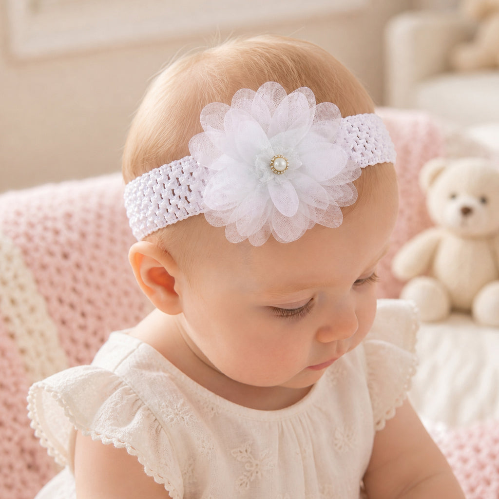 Cute Soft Elastic Floral Baby Headband Stylish Stretchable Hair Band (1 Pc)