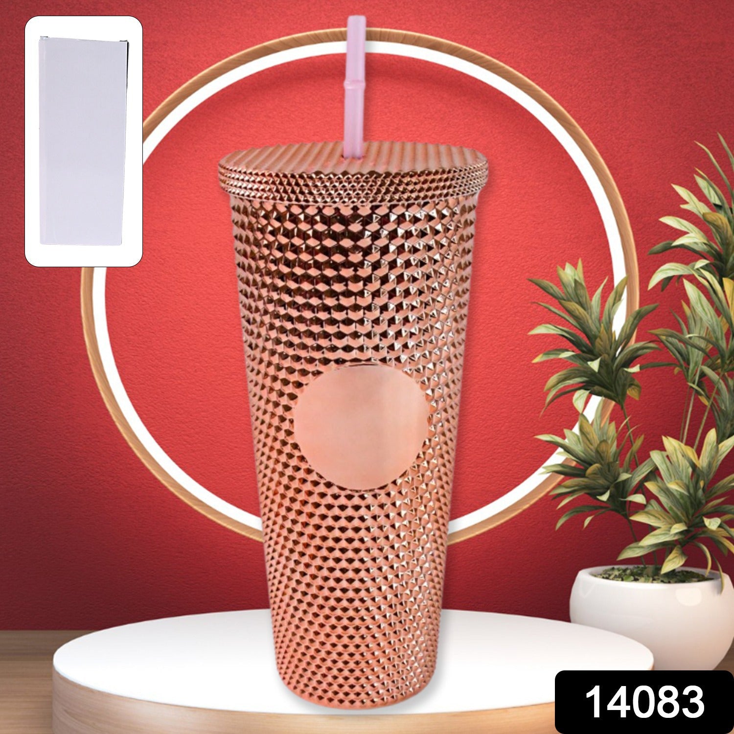 Person holding black studded tumbler showcasing ergonomic anti-slip grip